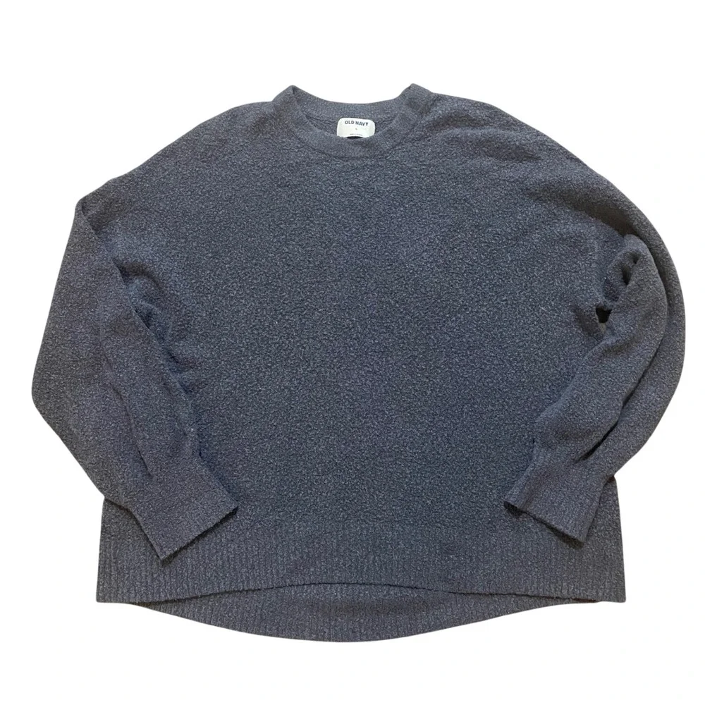 Old Navy Mens XL Charcoal Gray Boucle Knit Crewneck Pullover Sweater Relaxed Fit